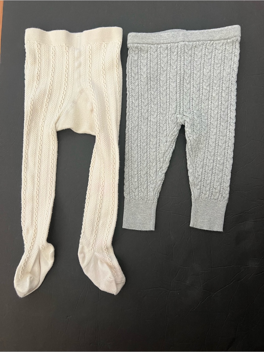 6-12m Gap grey legging, H&M cream tights Cable Knit Baby/Toddler bundle of 2